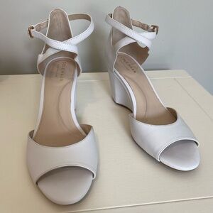 NEW Cole Haan Sadie White Strappy Wedge Heel